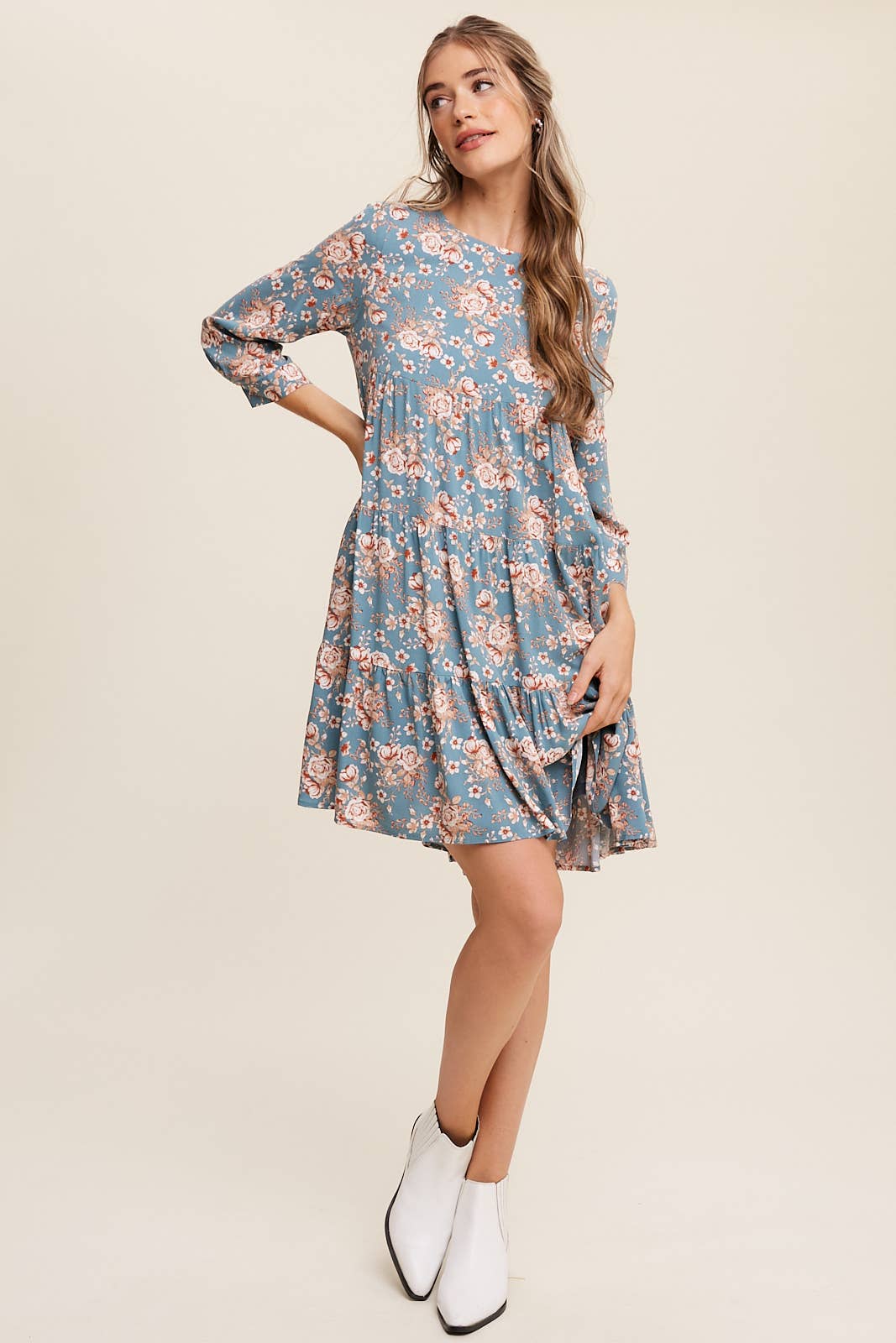 Floral Print Babydoll Midi Dress