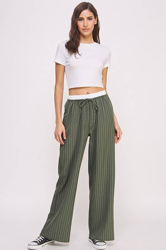 PINSTRIPE WIDE LEG PANTS