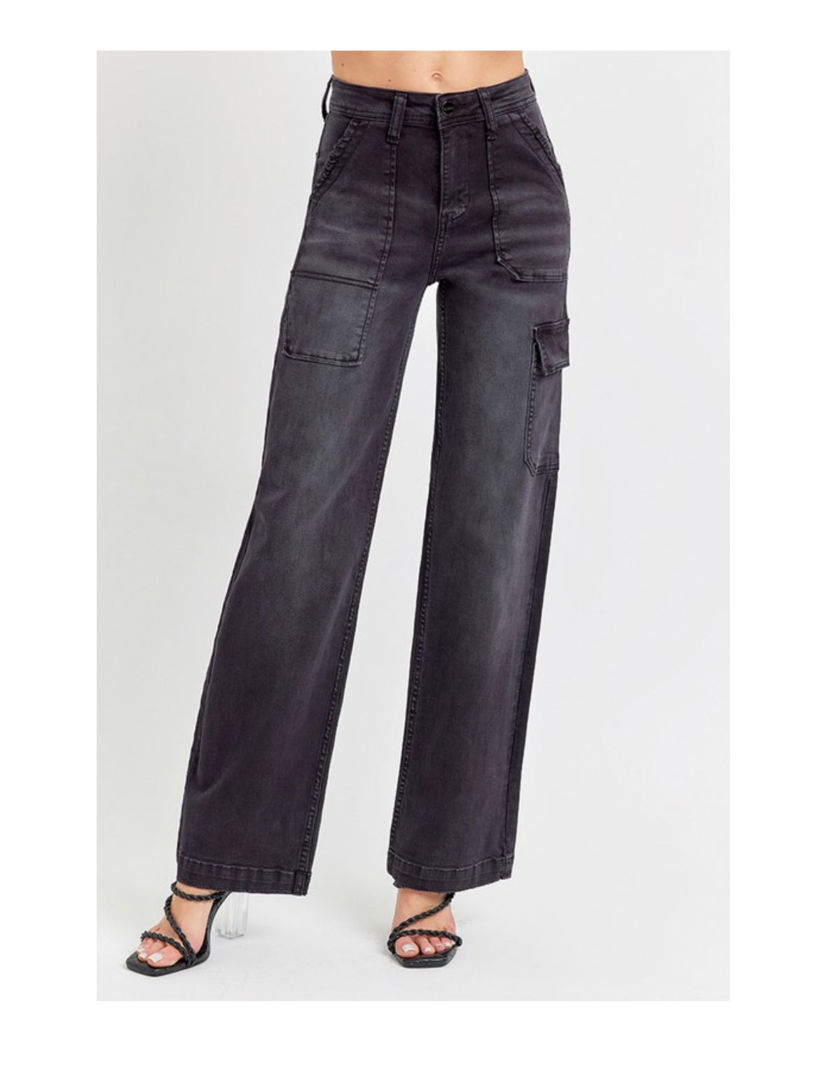 RISEN Acid Black Wide Leg Cargo