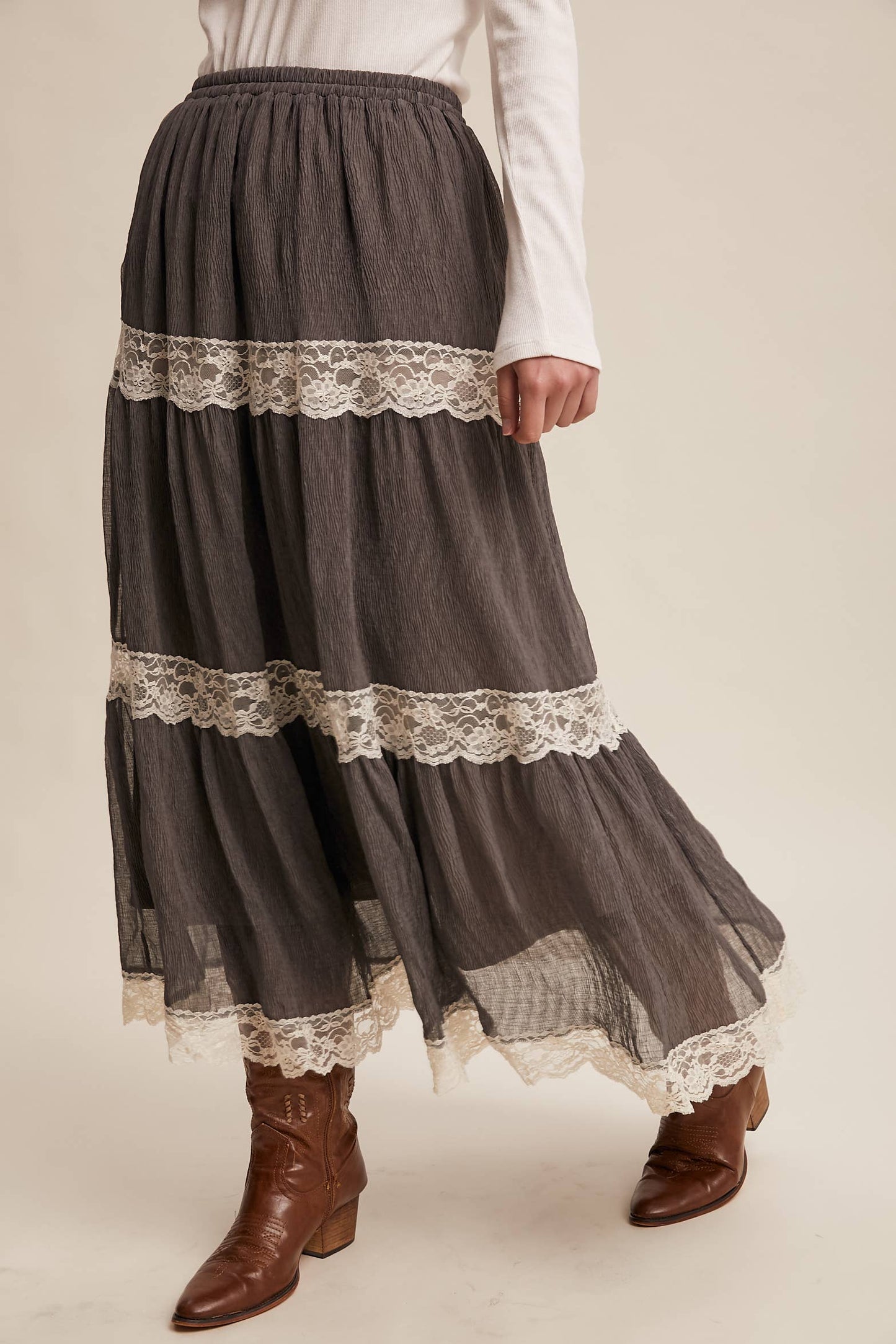 Tiered Lace Maxi Skirt