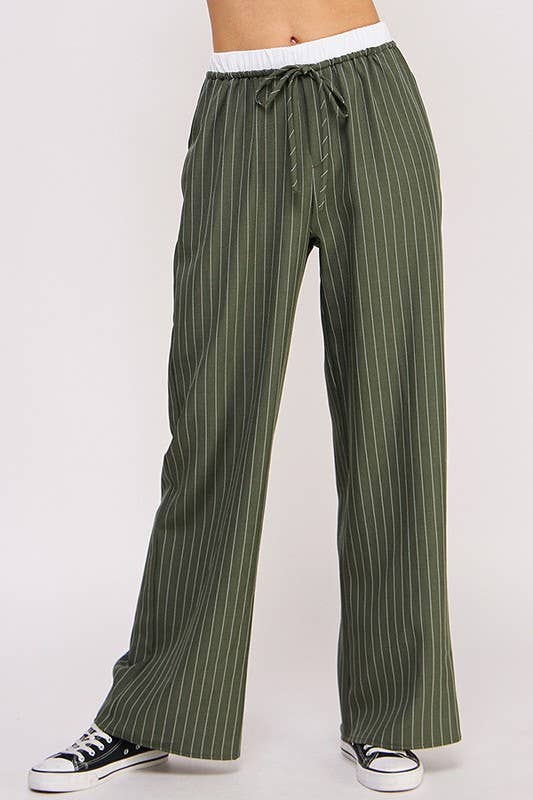 PINSTRIPE WIDE LEG PANTS