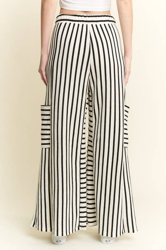 STRIPE WIDE LEG PANTS