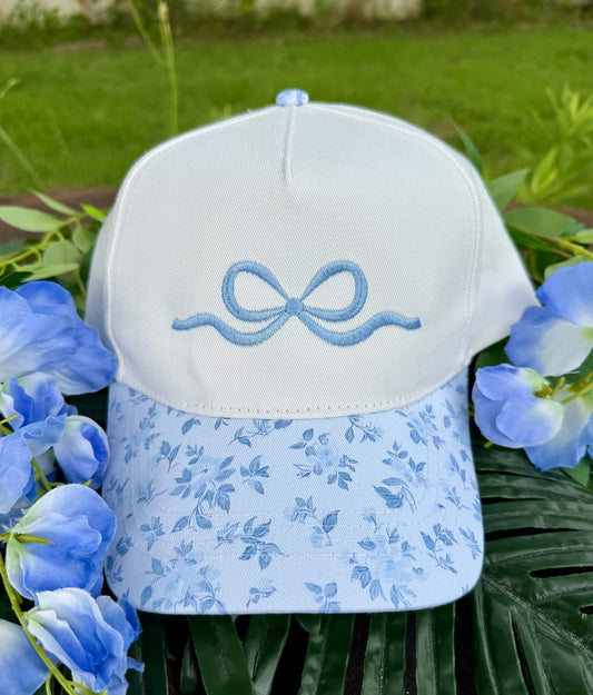 Blue Bow Floral Hat
