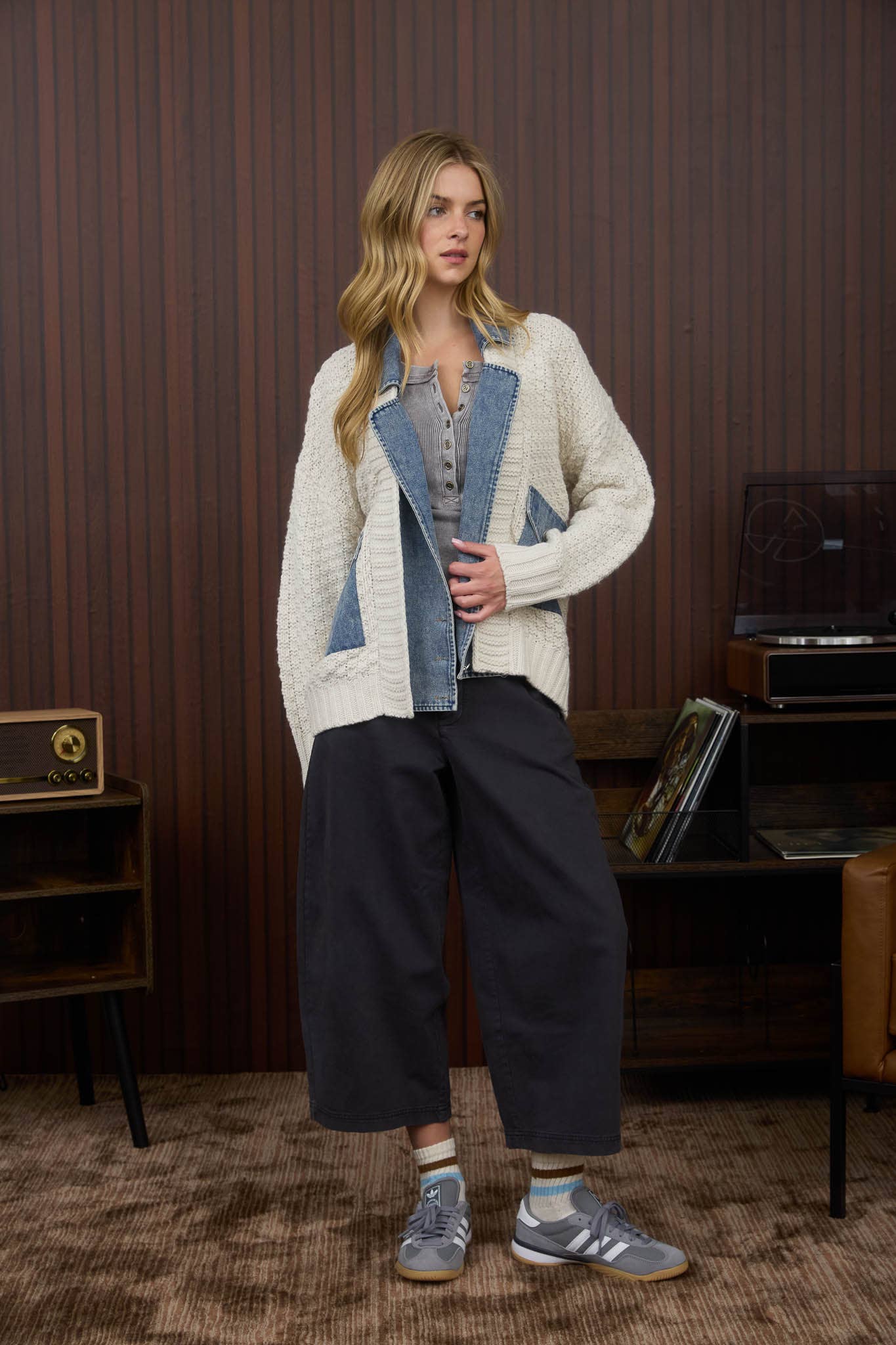 CABLE KNIT DENIM JACKET