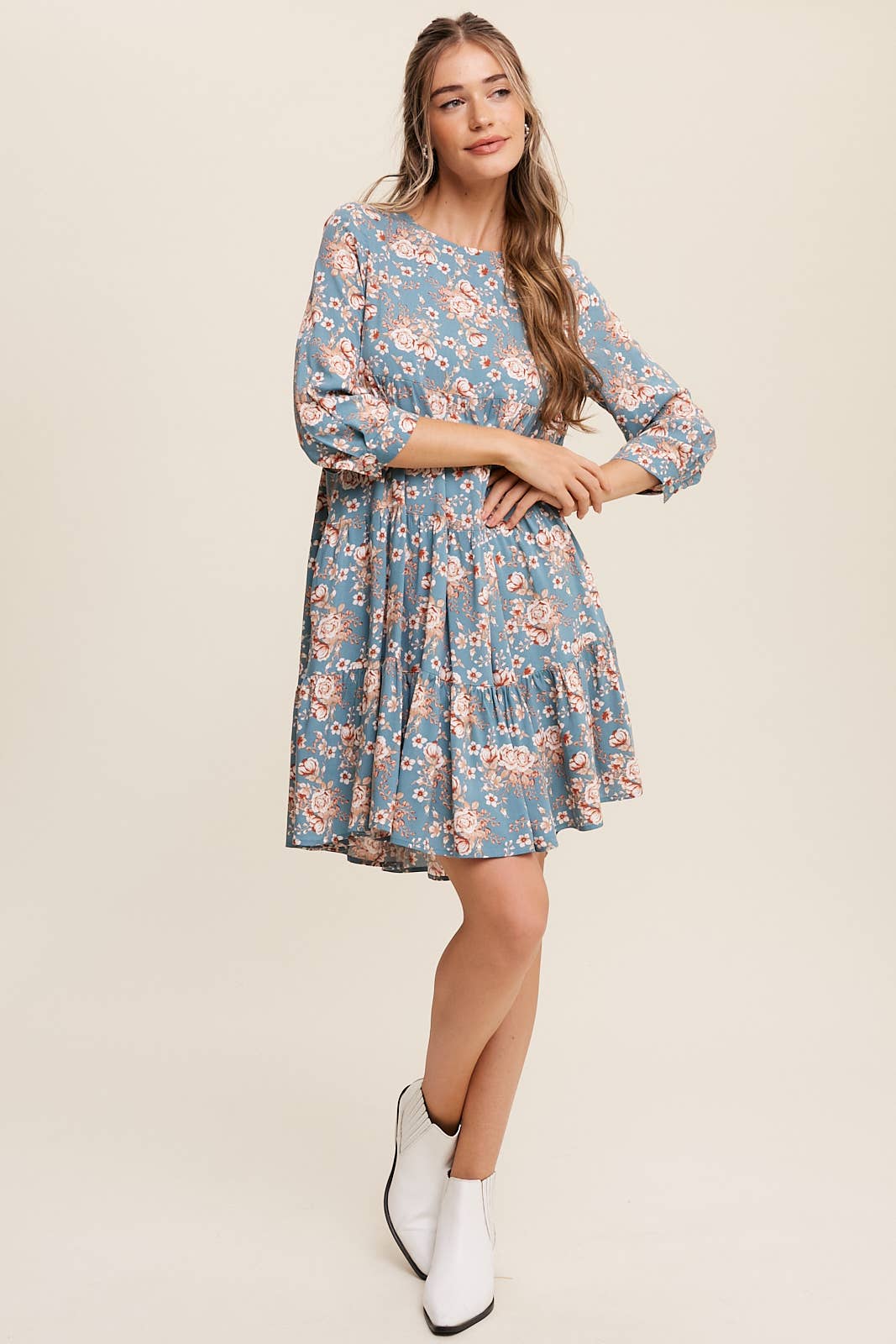Floral Print Babydoll Midi Dress
