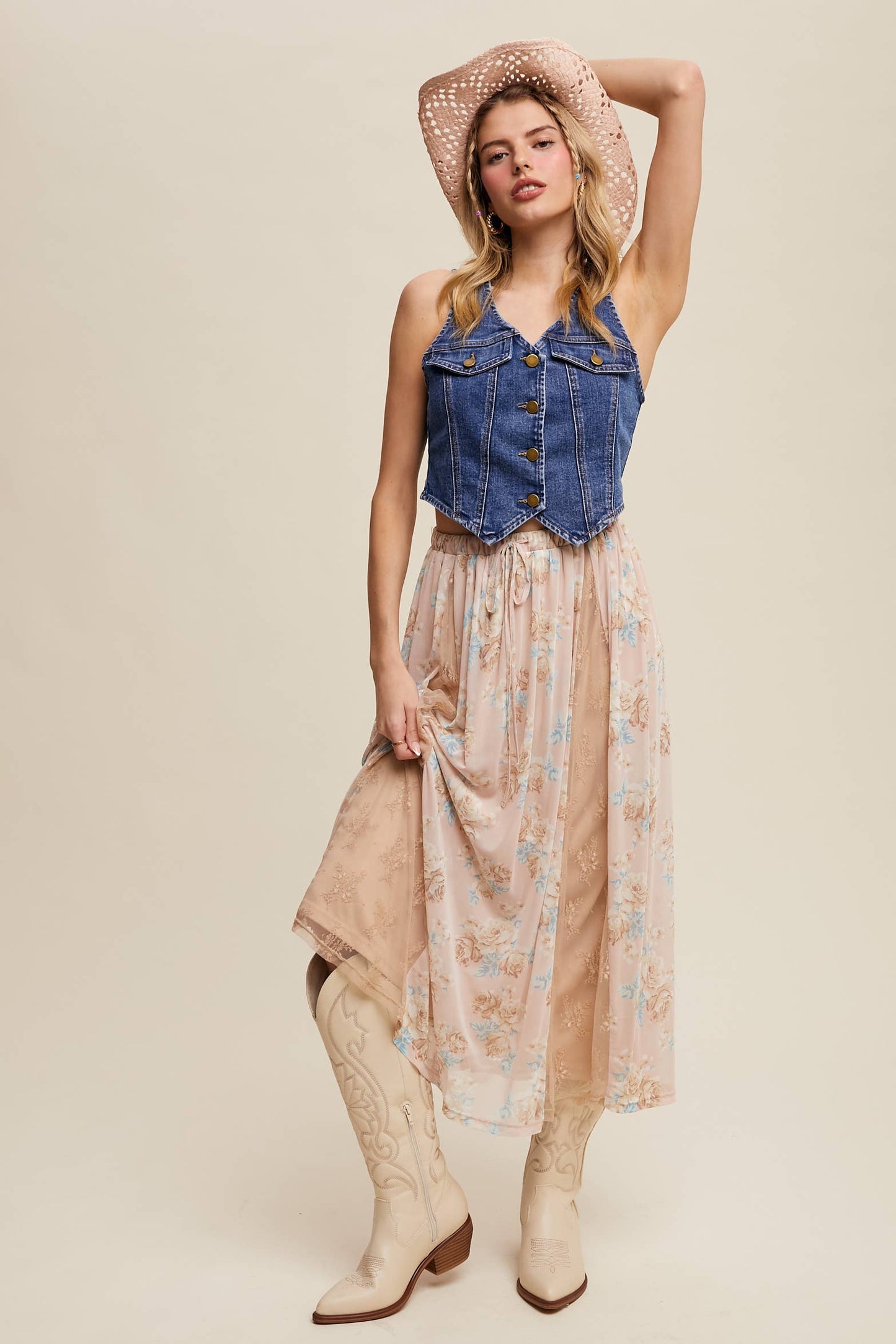 Floral Lace Midi Skirt