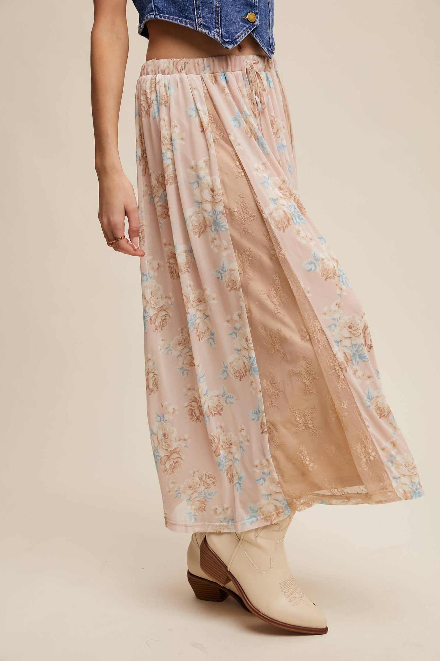 Floral Lace Midi Skirt