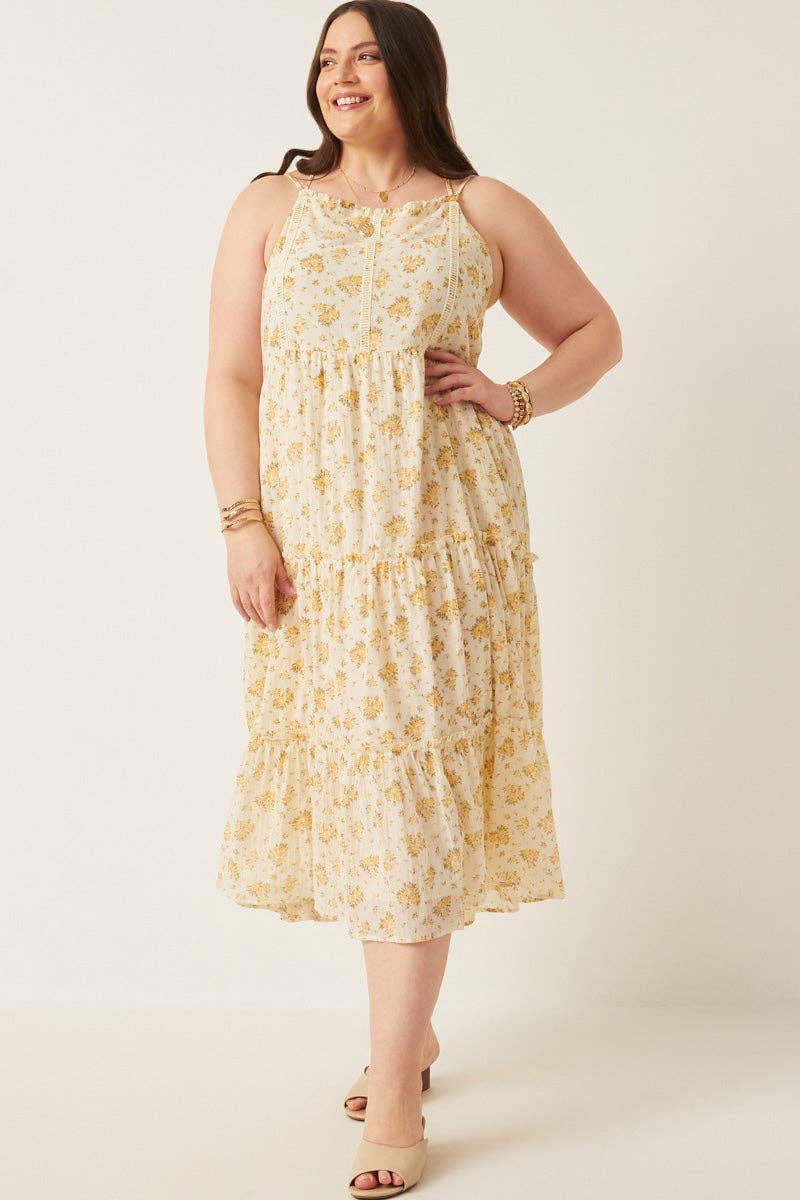 Floral Lace Strappy Back Dress - Plus