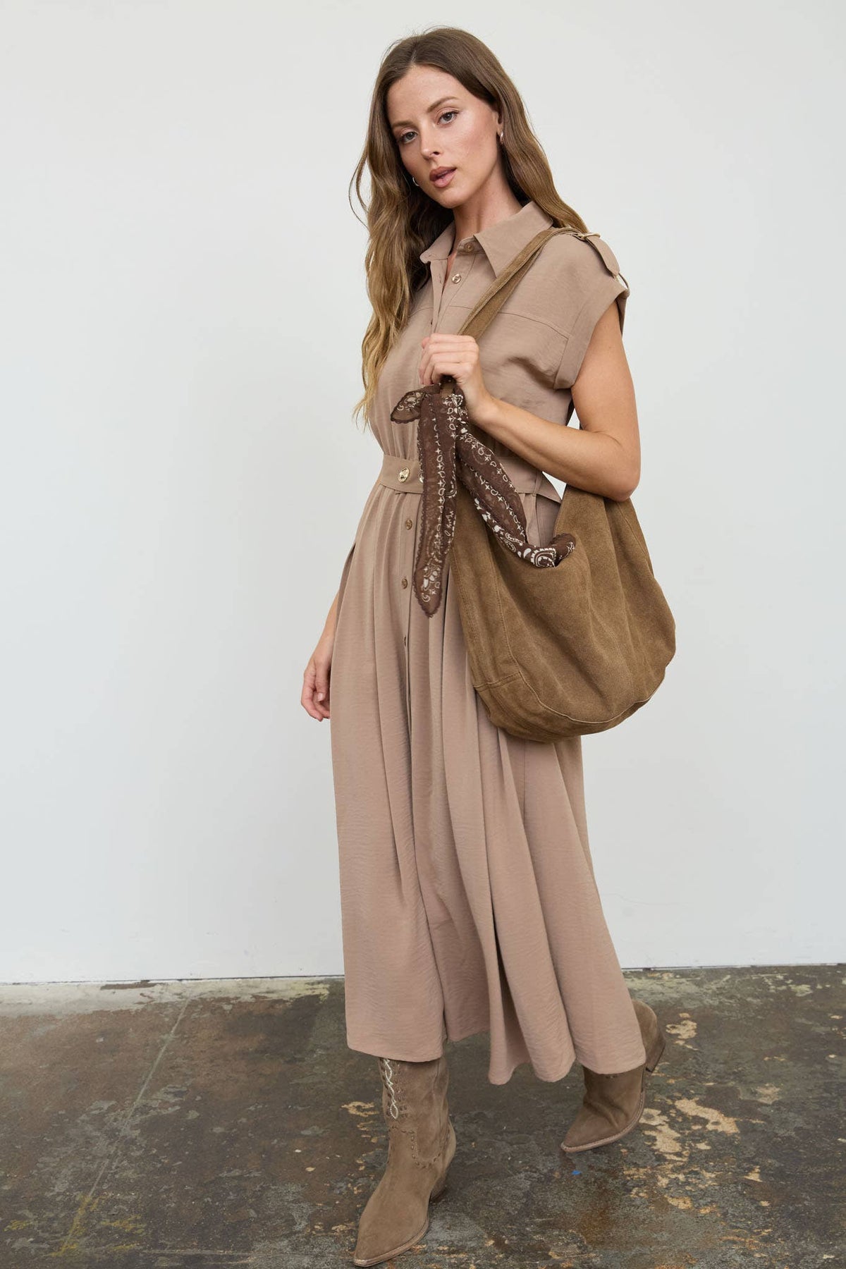 COLLAR BELTED SHIRT DRESS