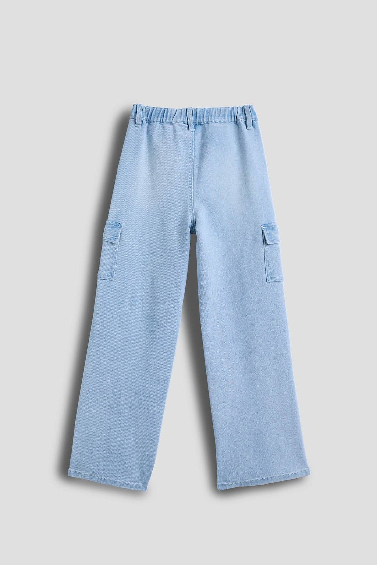 Girls Wide Leg Skater Cargo Jeans