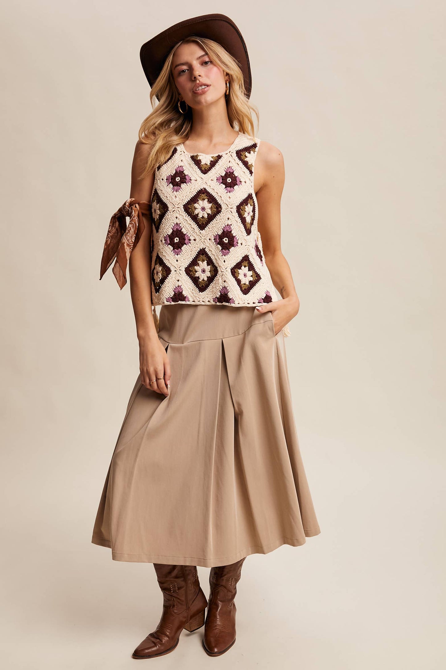 Crochet Side Tie Vest