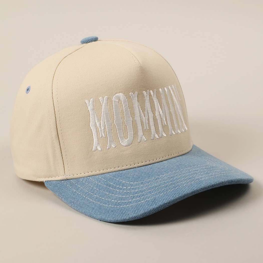 MOMMIN' Letter Embroidery Two-Tone Trucker Hat