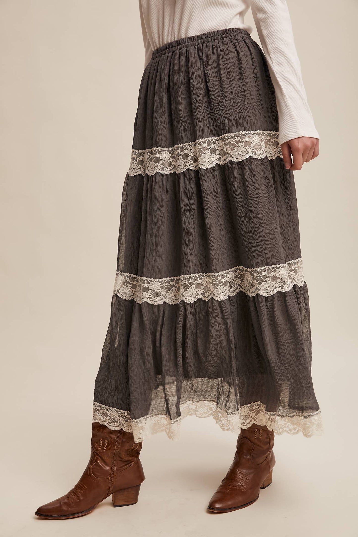 Tiered Lace Maxi Skirt