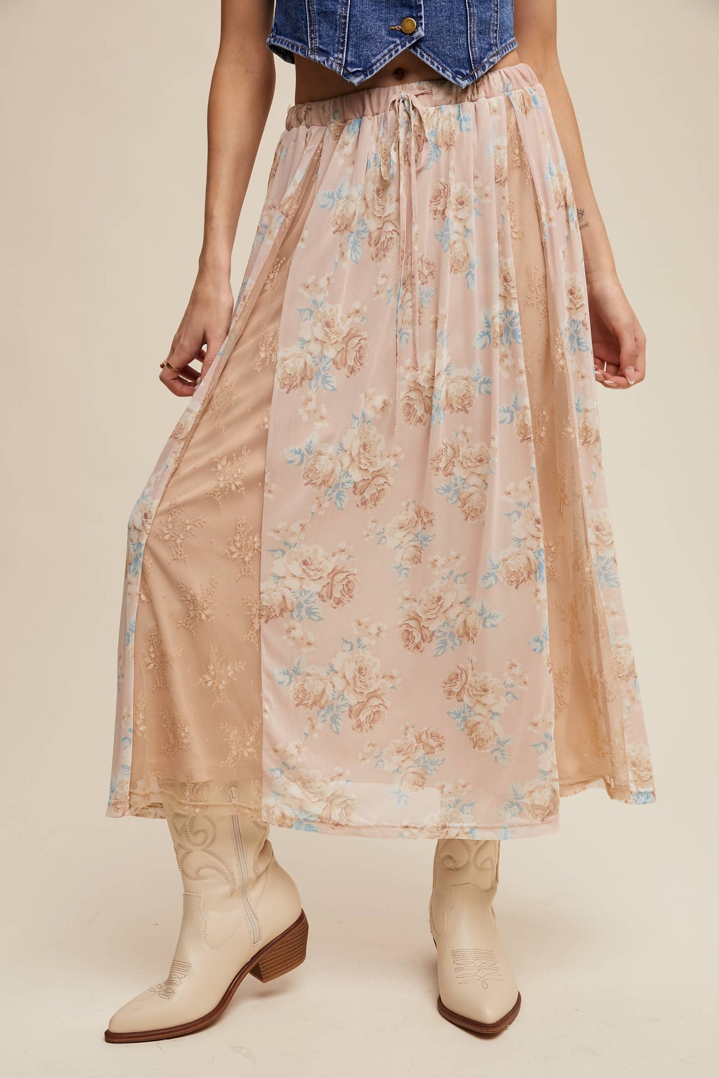 Floral Lace Midi Skirt