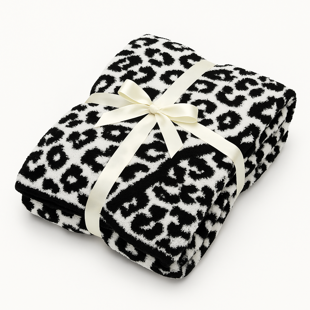 Luxe Leopard Throw Blanket - Black & White Leopard