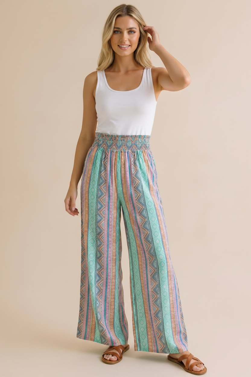 Plus Wide Leg Patchwork Pants