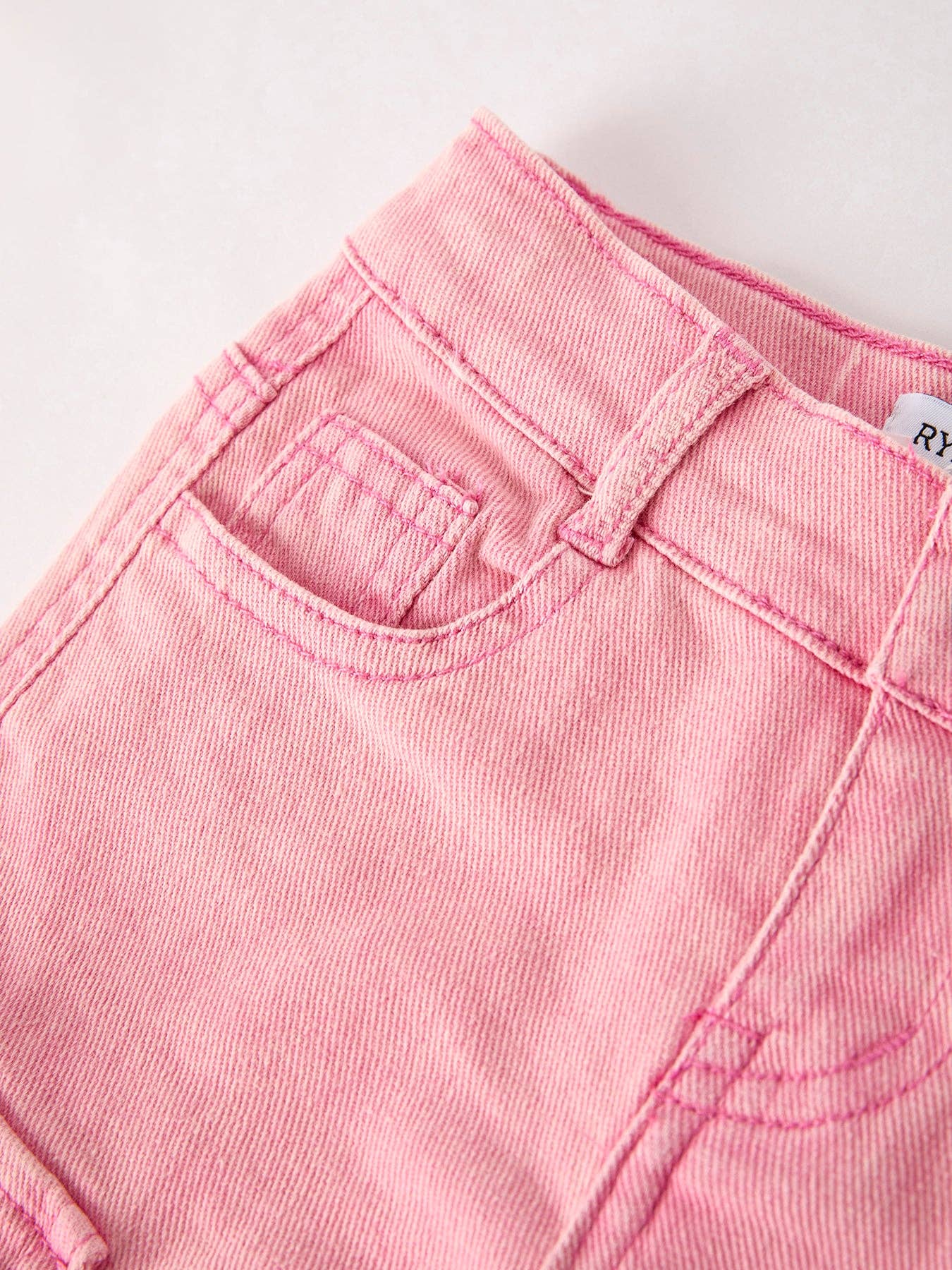 Pink Wide-Leg Denim Pants