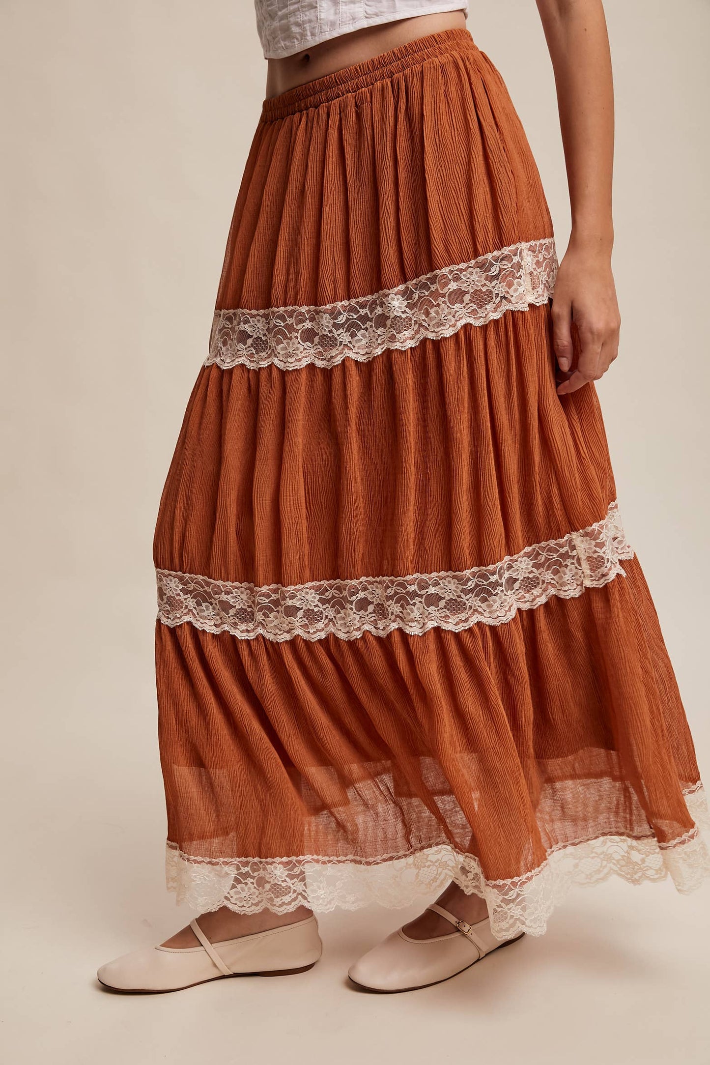 Tiered Lace Maxi Skirt