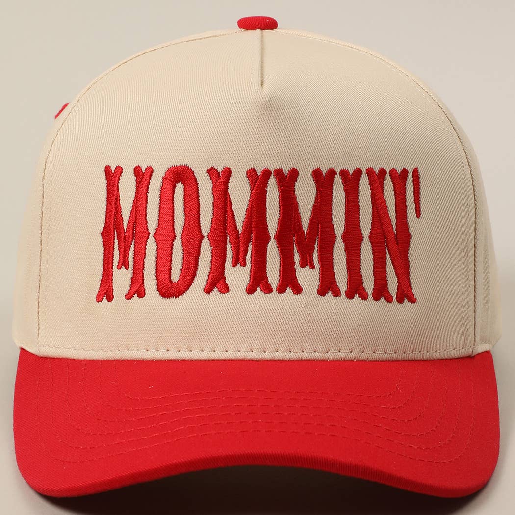 MOMMIN' Letter Embroidery Two-Tone Trucker Hat