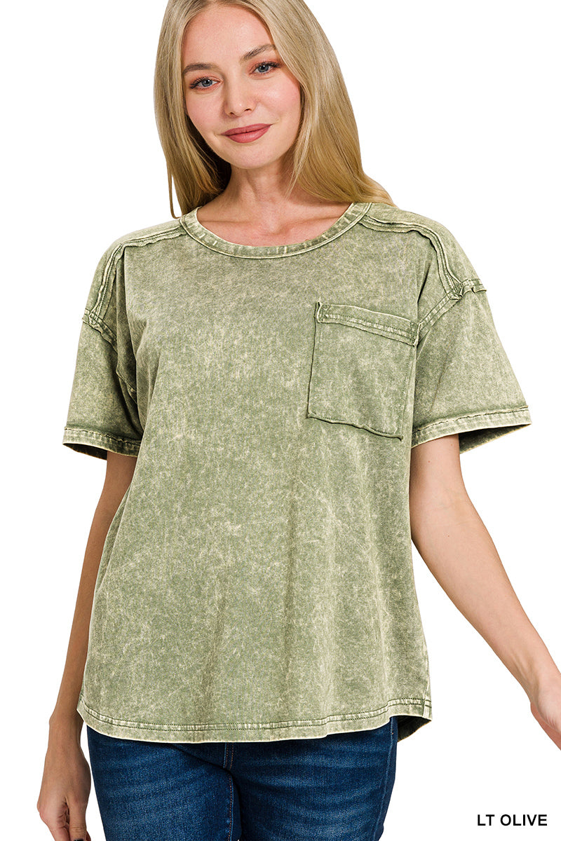 Acid Wash Pocket Tee