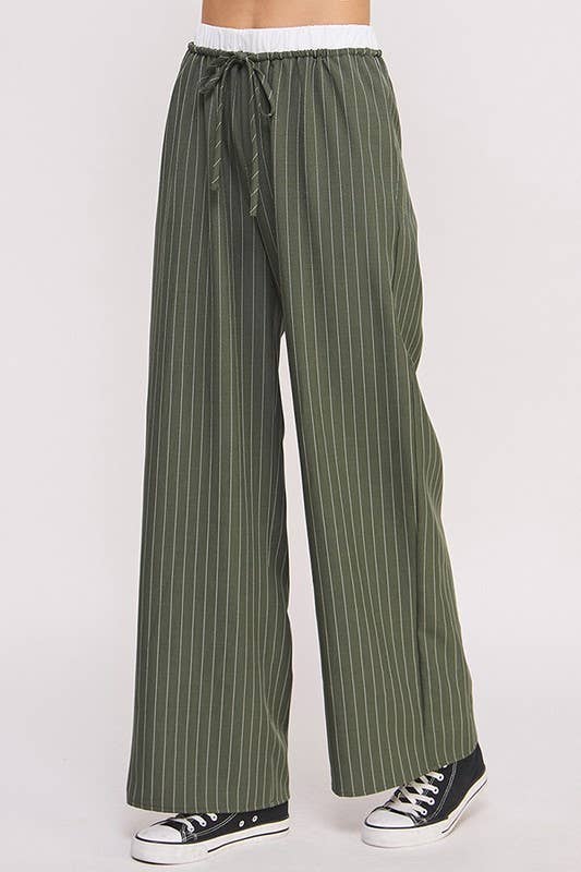 PINSTRIPE WIDE LEG PANTS
