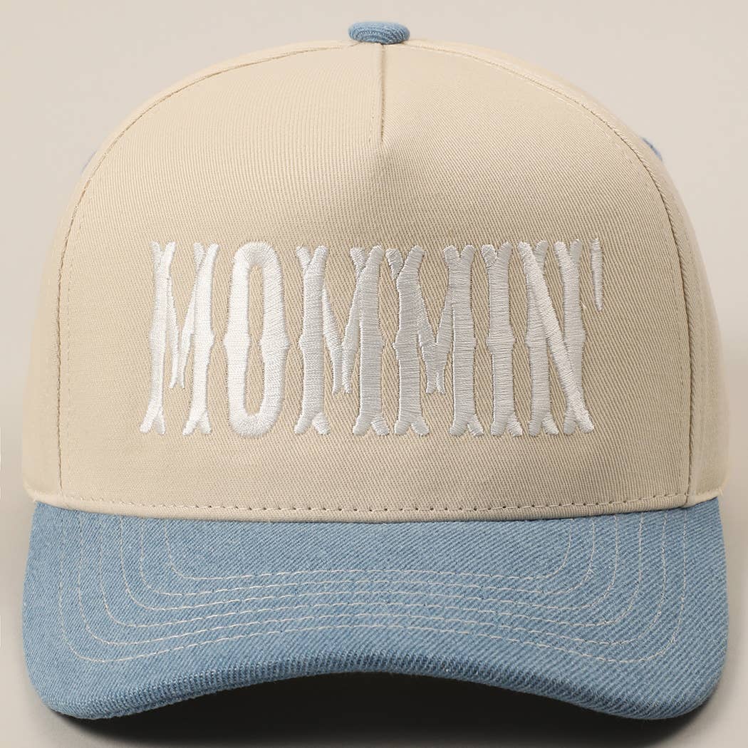 MOMMIN' Letter Embroidery Two-Tone Trucker Hat