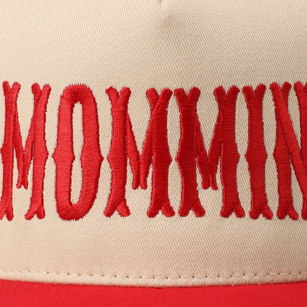 MOMMIN' Letter Embroidery Two-Tone Trucker Hat
