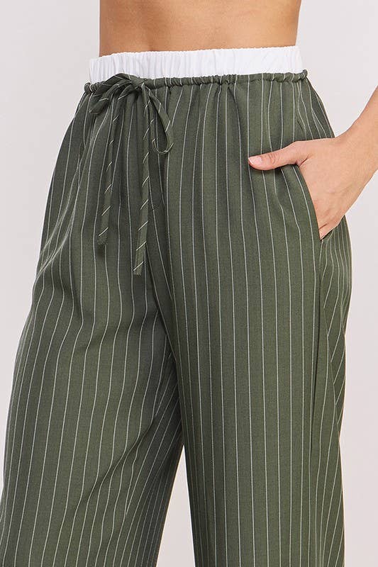 PINSTRIPE WIDE LEG PANTS