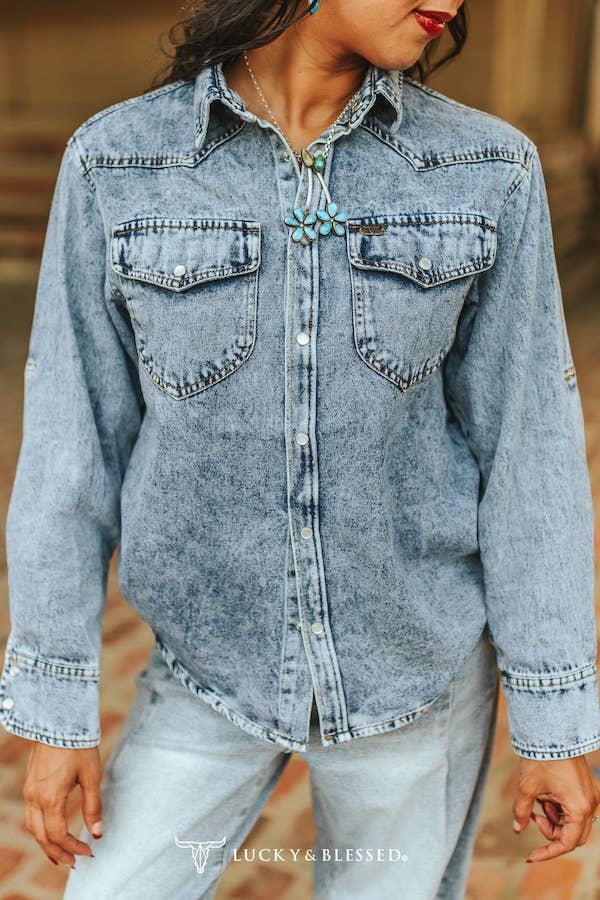 Denim Pearl Snap