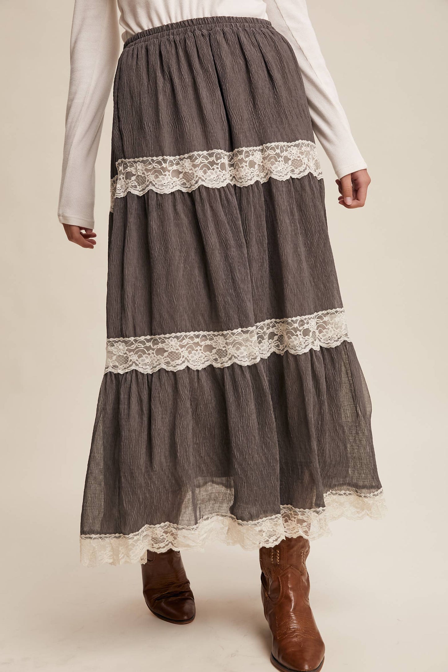 Tiered Lace Maxi Skirt