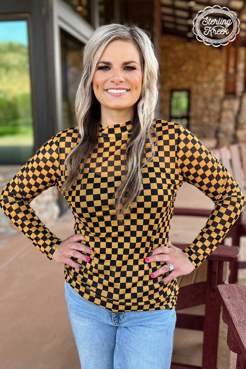 Pep Rally Mesh Top Gold & Black