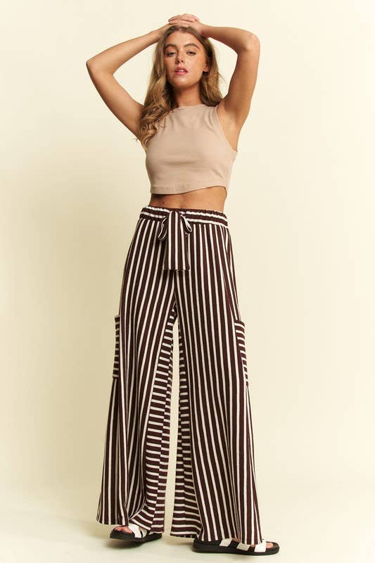 STRIPE WIDE LEG PANTS