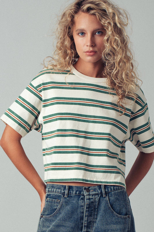 Striped Vintage Wash Cropped Tee