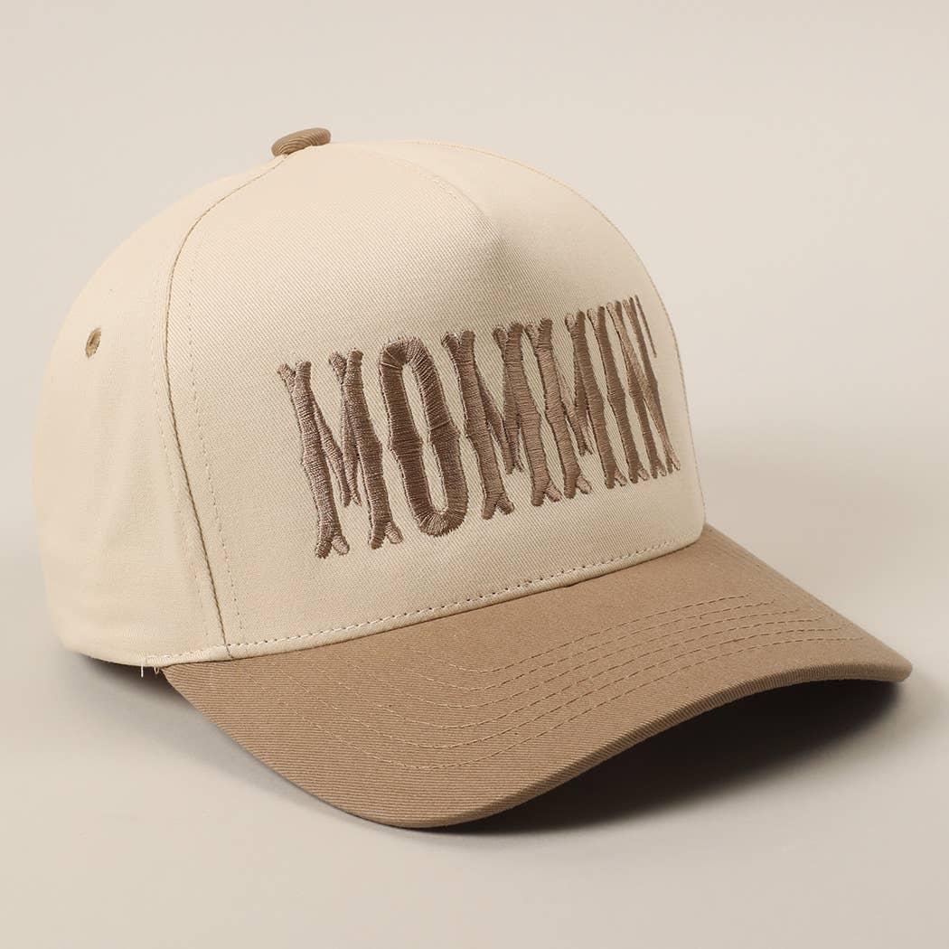 MOMMIN' Letter Embroidery Two-Tone Trucker Hat