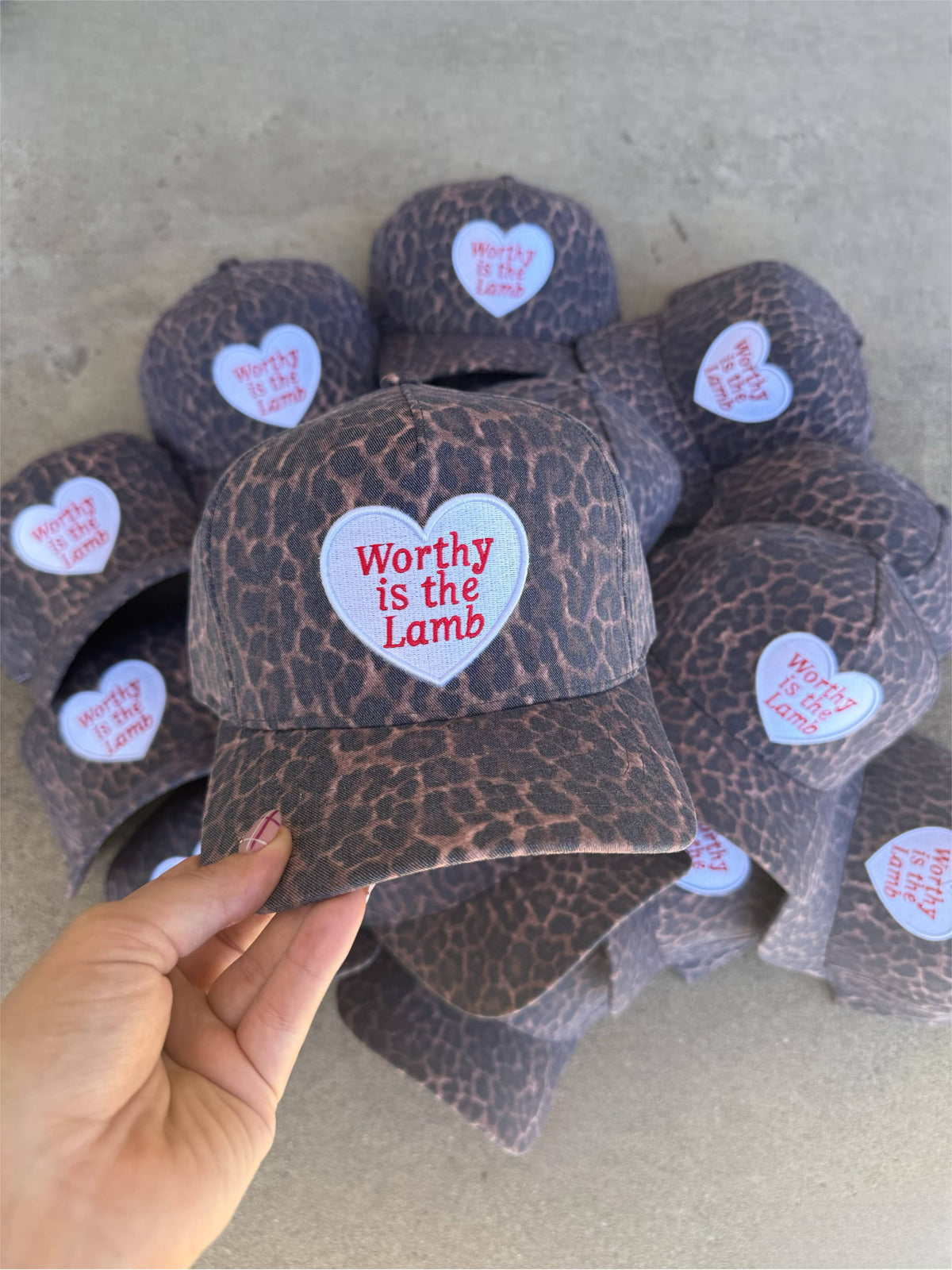 Leopard Worthy of the Lamb trucker hat
