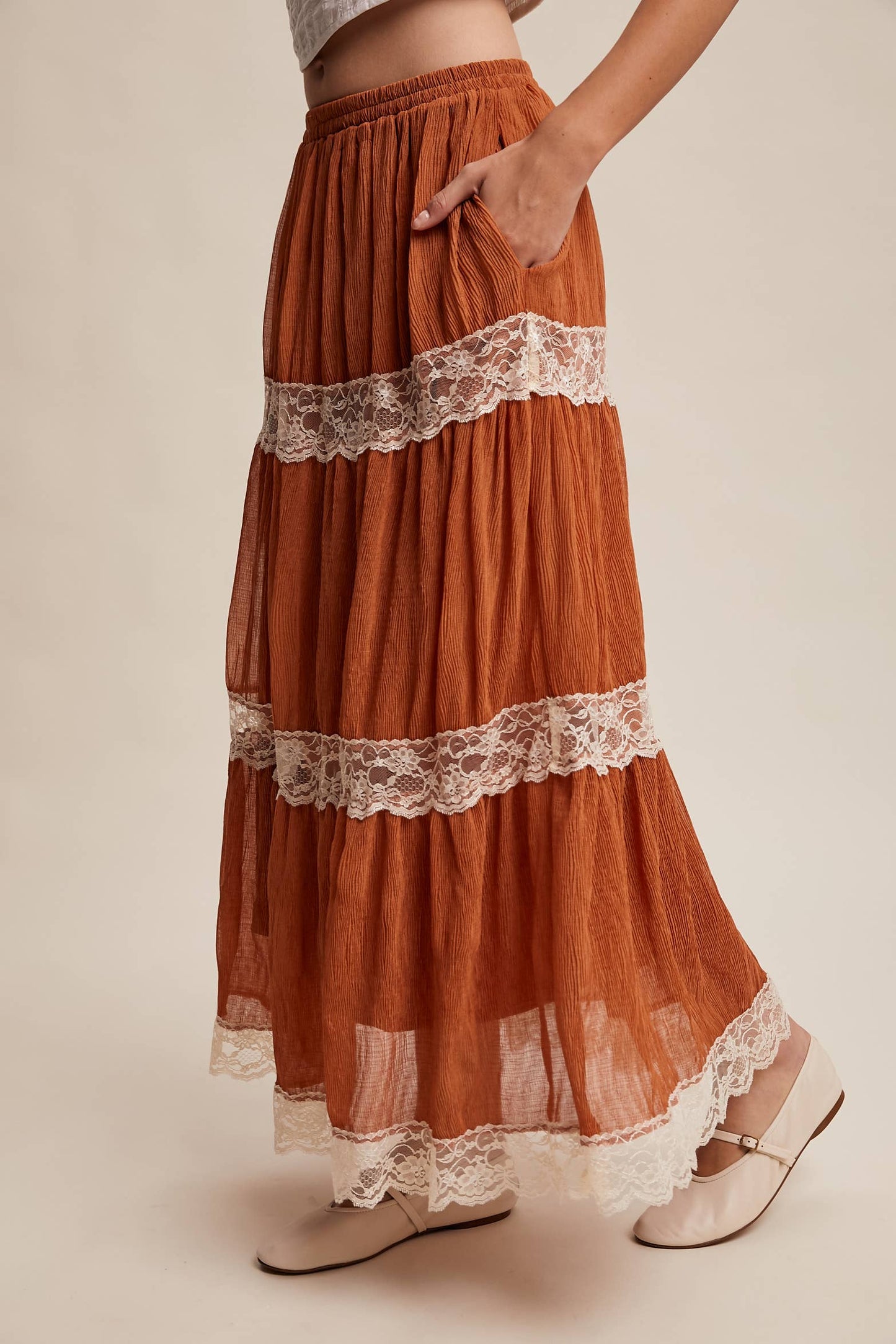 Tiered Lace Maxi Skirt
