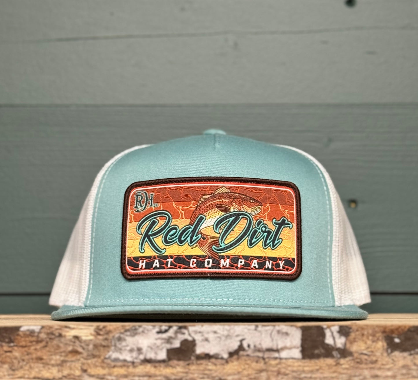 Red Fish-Turquoise/White Hat