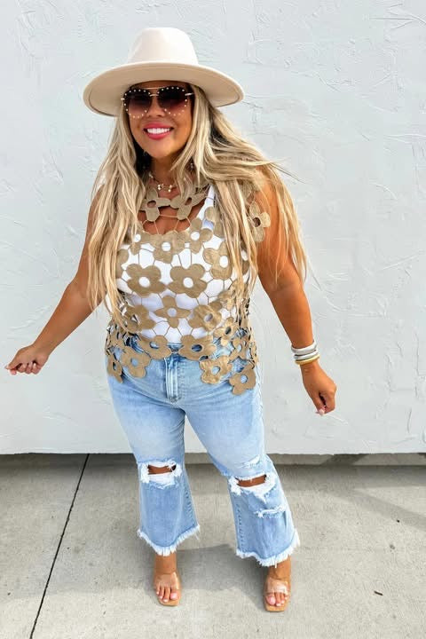 BLAKELEY flower crochet top