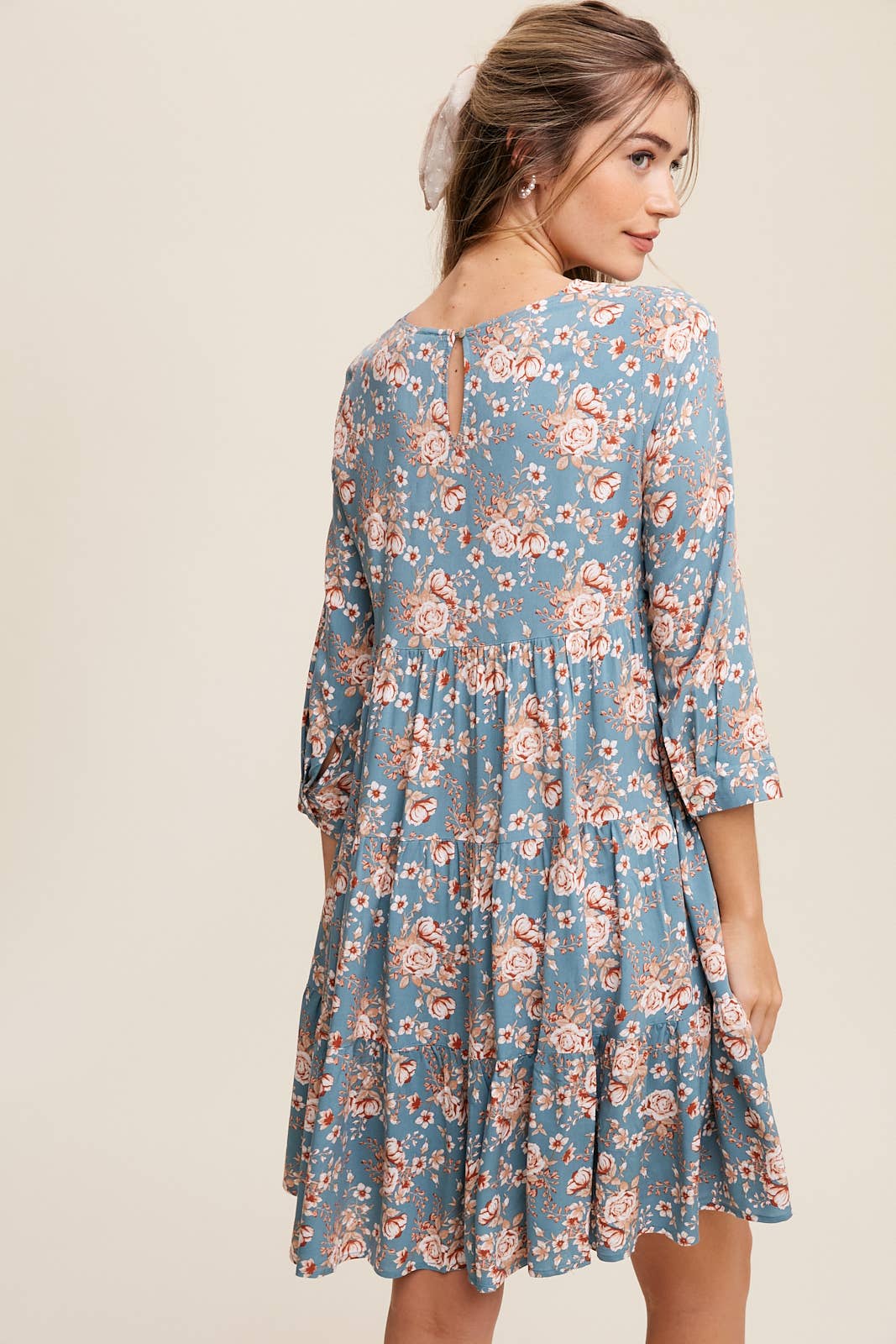 Floral Print Babydoll Midi Dress