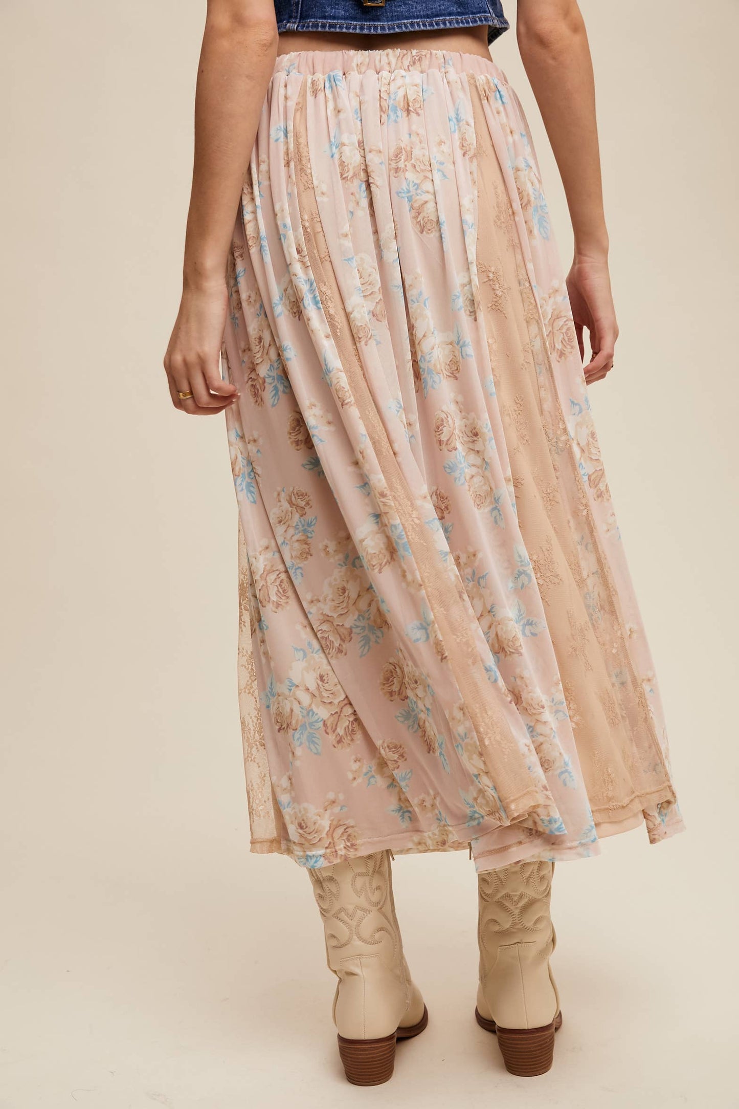 Floral Lace Midi Skirt