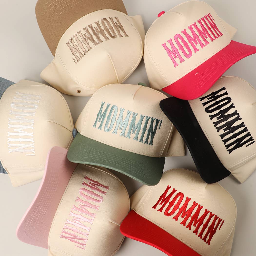 MOMMIN' Letter Embroidery Two-Tone Trucker Hat