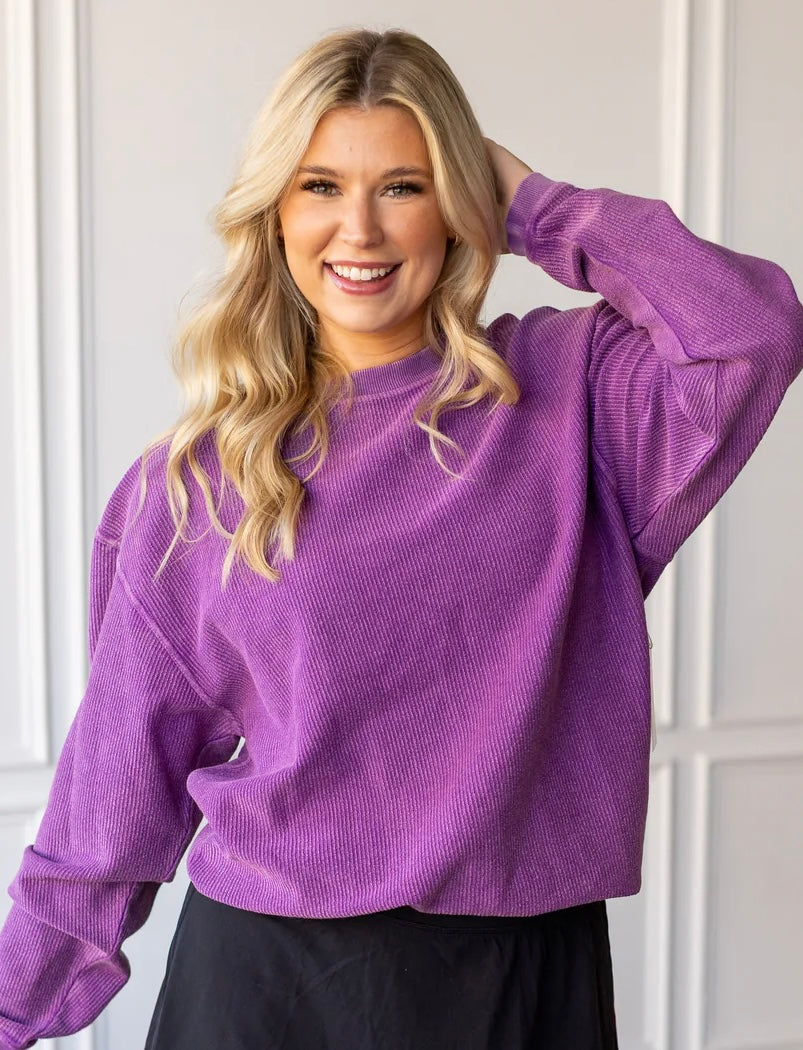 Corded Crewneck - Purple