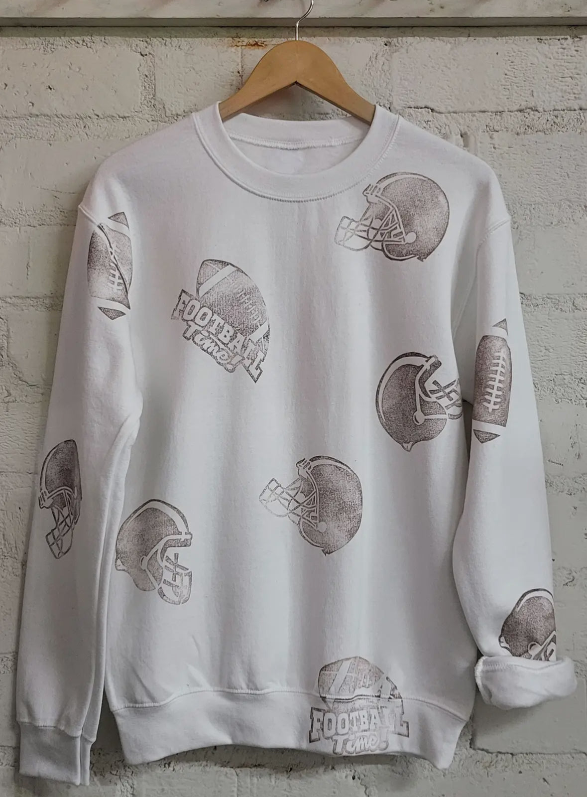 Hand Stamped Football Sweatshirt