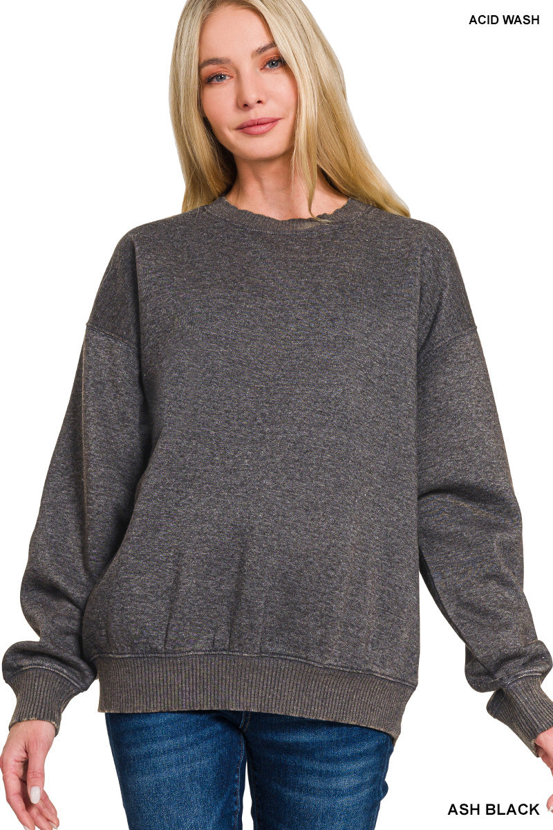Zenana Washed Fleece Pullover