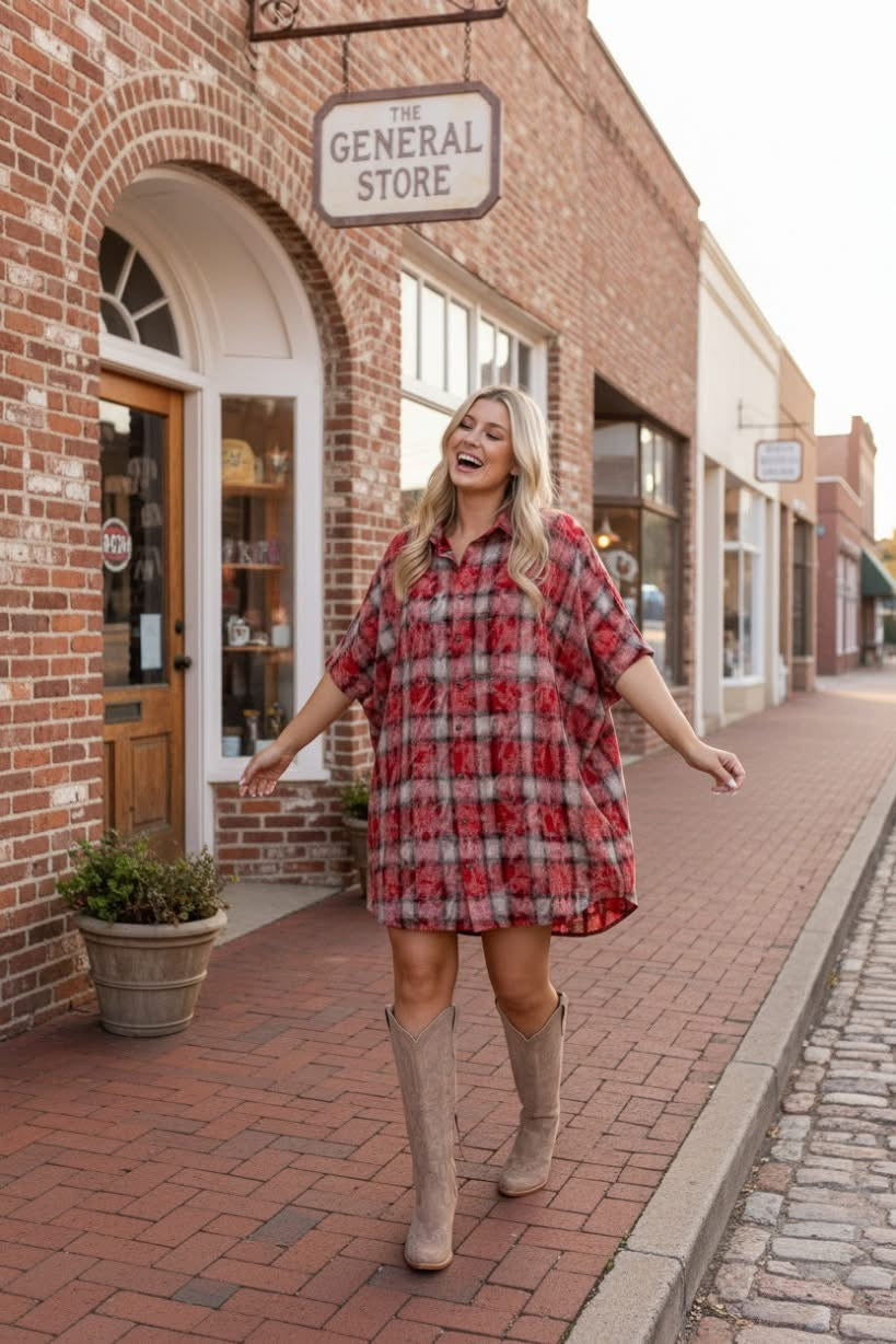 Plaid Shirt Dress