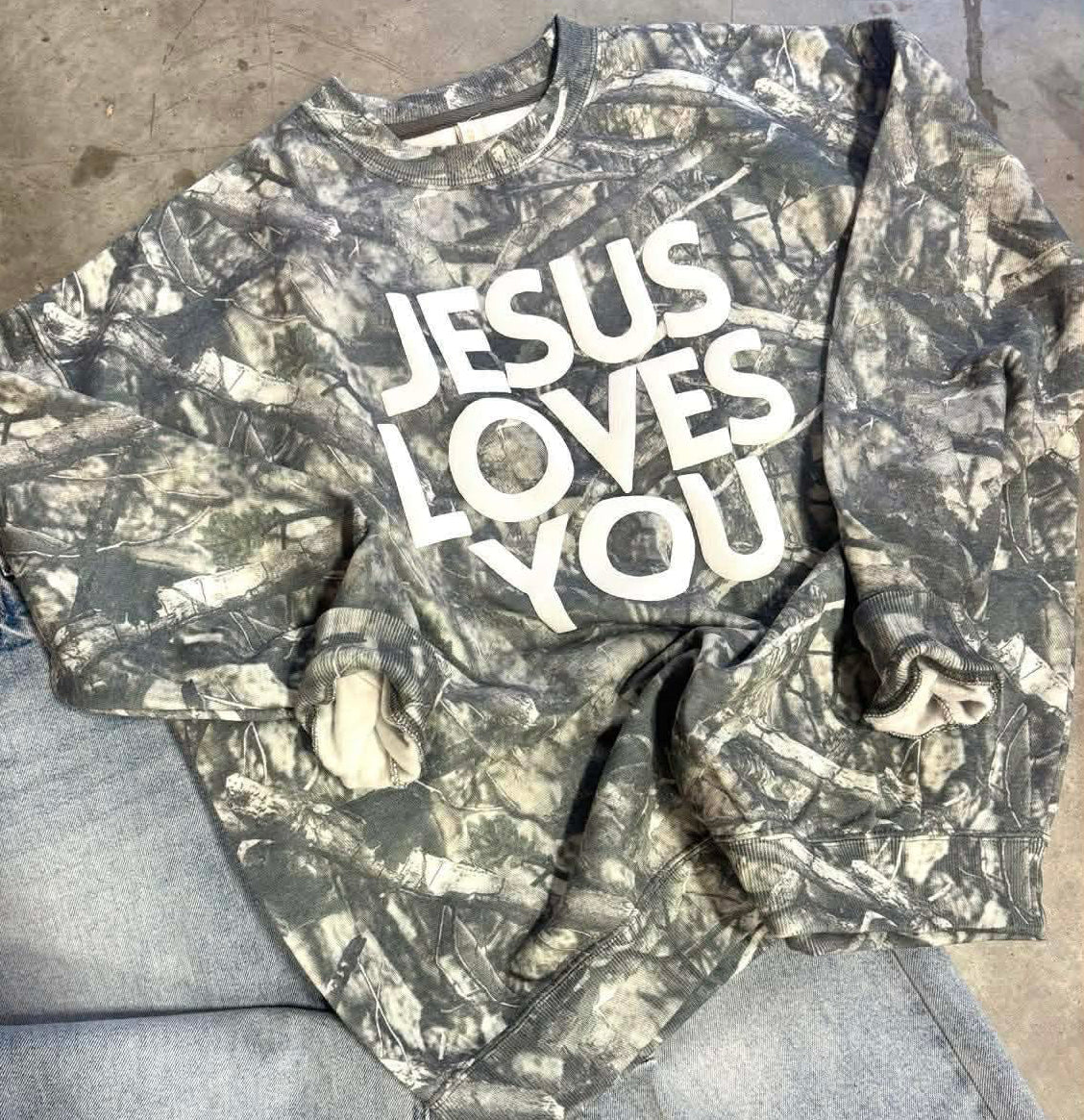 Camo Jesus Loves You Sweatshirt