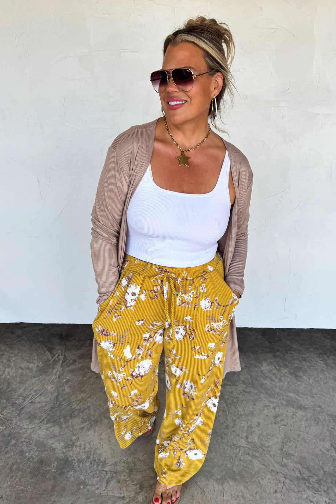 HADDIE FLORAL WIDE LEG PANTS
