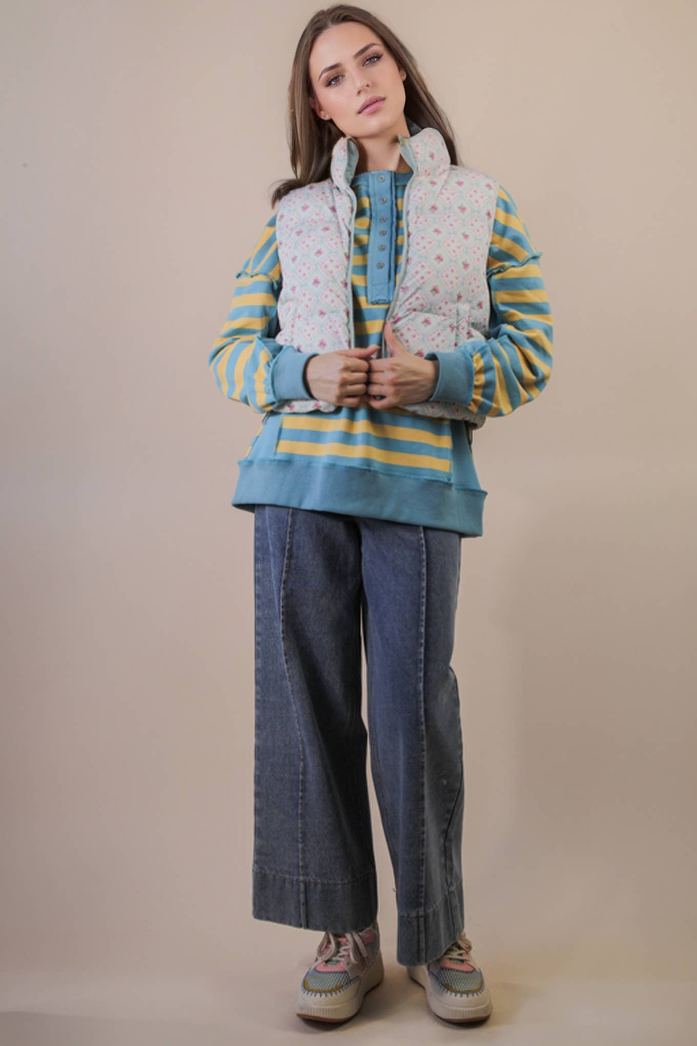 Floral Cropped Puffer Vest