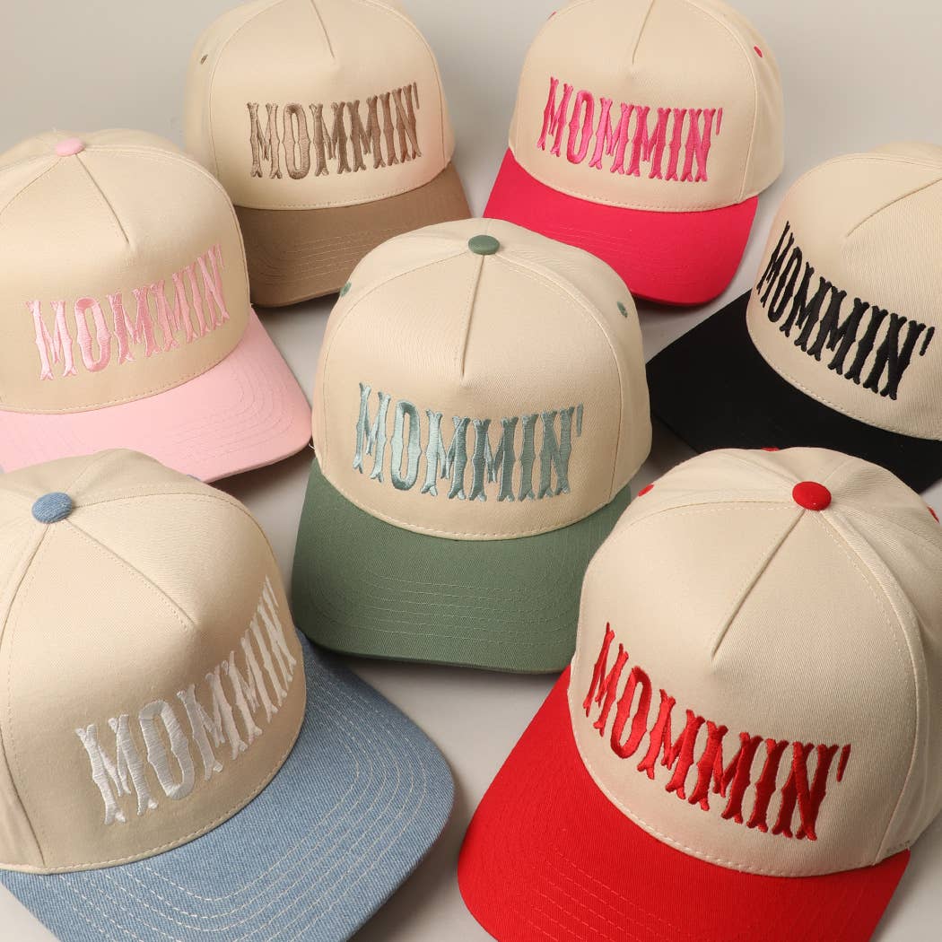 MOMMIN' Letter Embroidery Two-Tone Trucker Hat