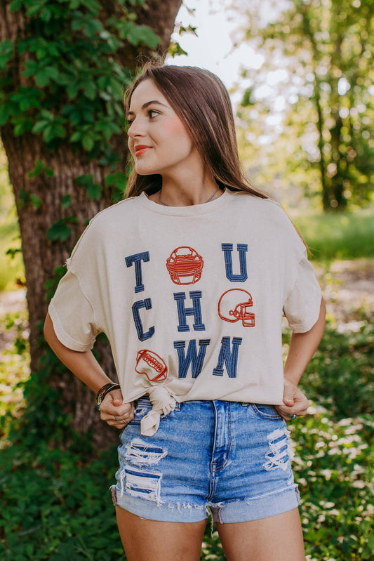 Acid Washed Touch Down Tee - Neutral